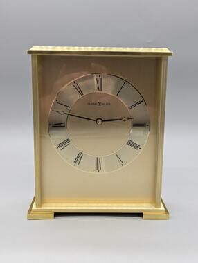 Howard Miller Exton 645-569 Brass Carriage Desk Shelf Mantel Clock Works Great